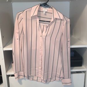 Stripped button up blouse (petite)